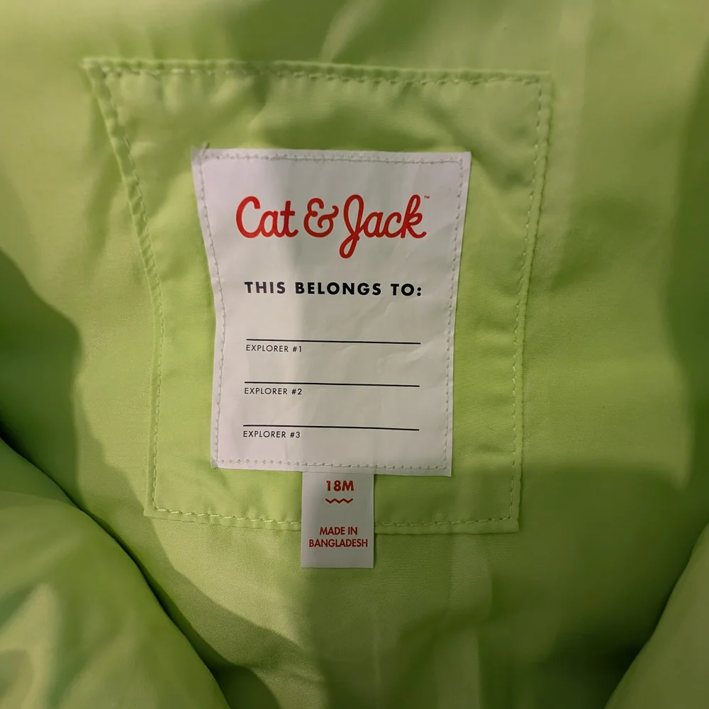 Cat & Jack Neon Green Puffer Vest - Picture 2 of 2